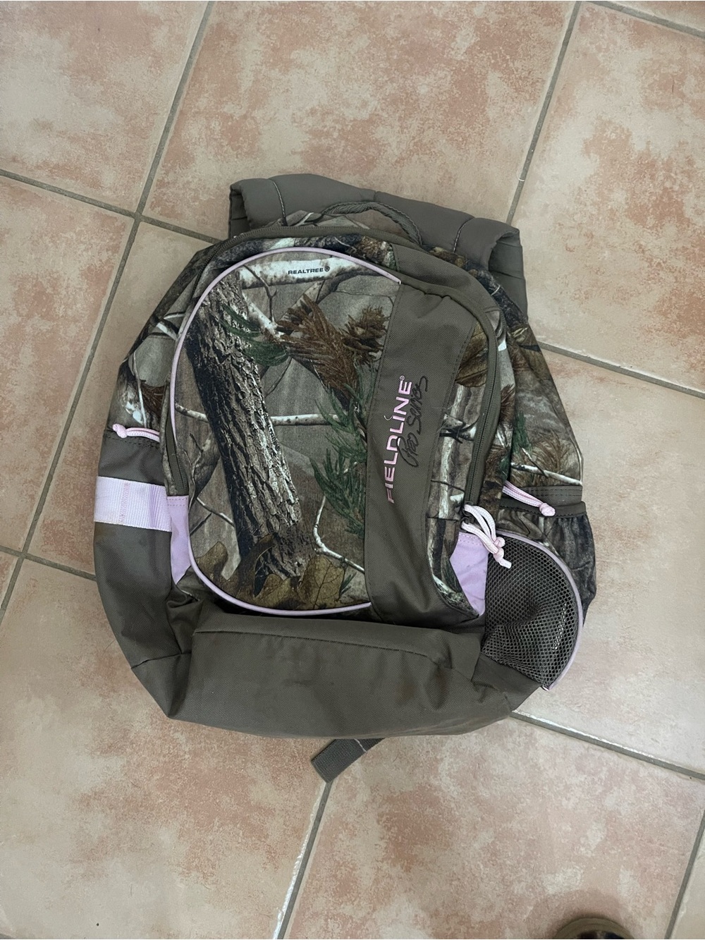 Realtree Camo Backpack with Light Pink Accents